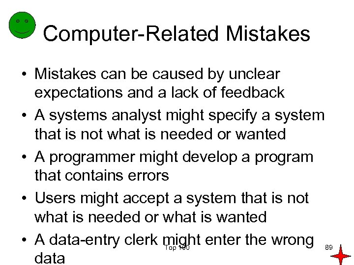 Computer-Related Mistakes • Mistakes can be caused by unclear expectations and a lack of