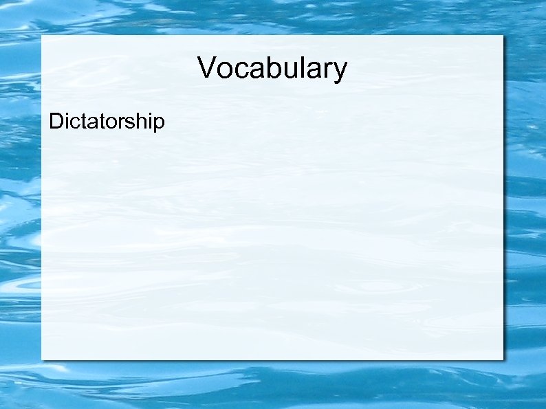 Vocabulary Dictatorship 