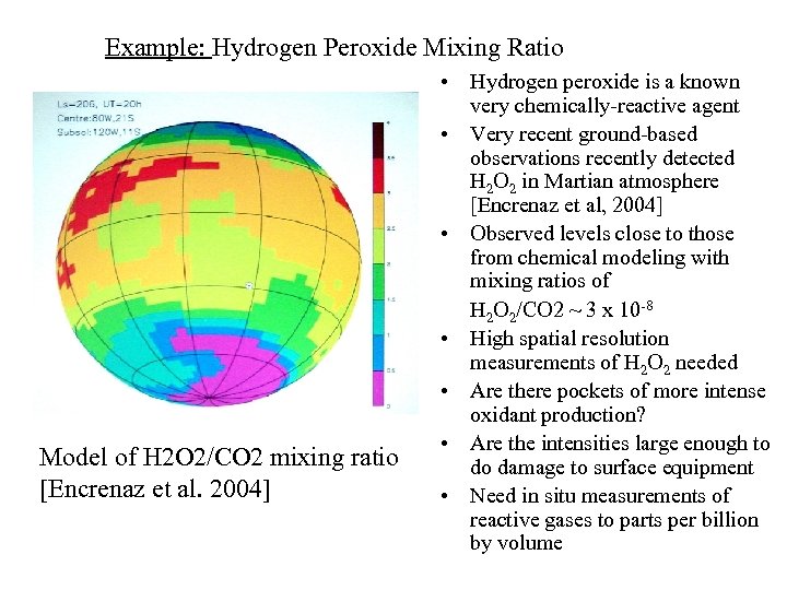 Example: Hydrogen Peroxide Mixing Ratio Model of H 2 O 2/CO 2 mixing ratio