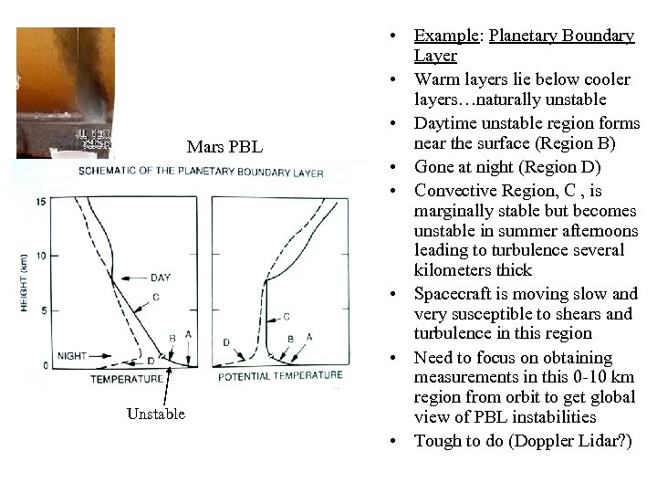 Mars PBL Unstable • Example: Planetary Boundary Layer • Warm layers lie below cooler