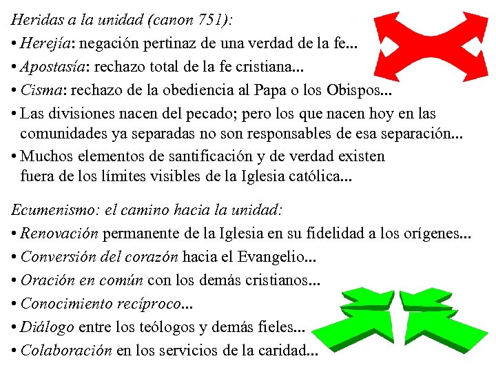 Heridas a la unidad (canon 751): • Herejía: negación pertinaz de una verdad de