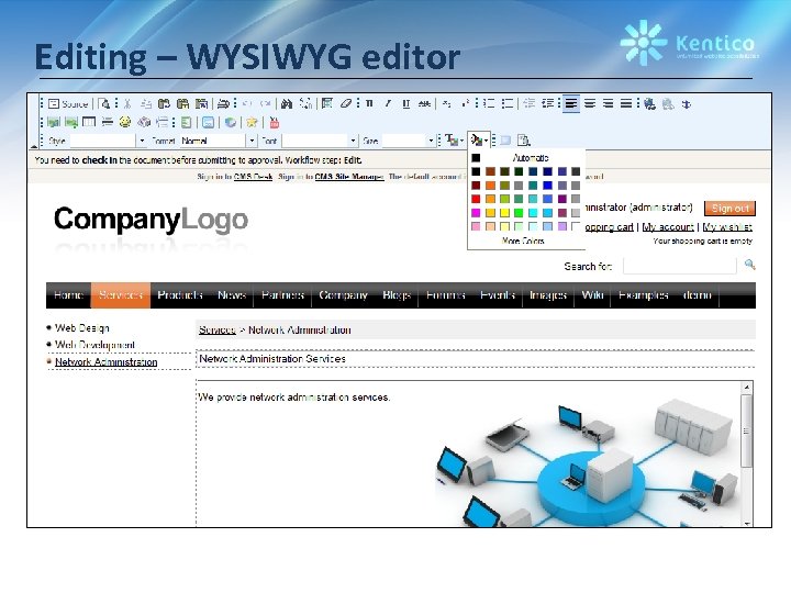 Editing – WYSIWYG editor 