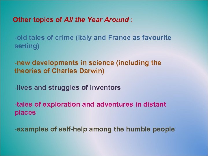 Other topics of All the Year Around : -old tales of crime (Italy and