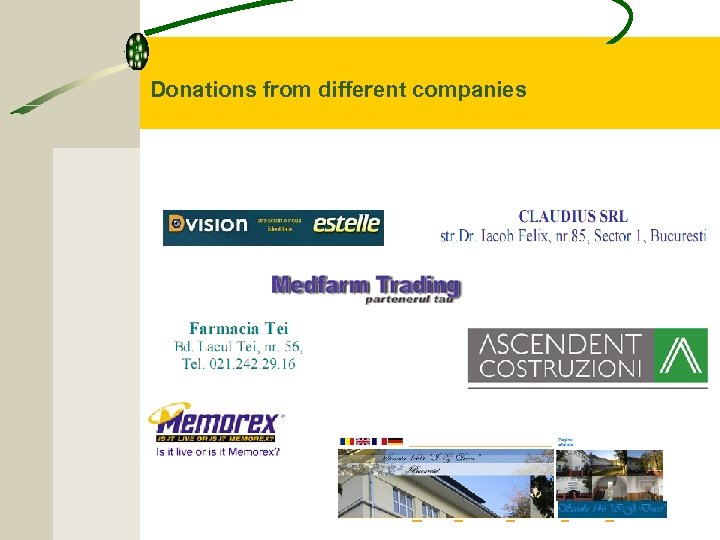 Donations from different companies 
