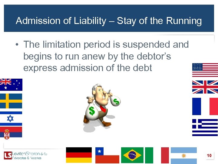 Admission of Liability – Stay of the Running • The limitation period is suspended