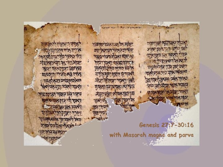 Genesis 27: 7 -30: 16 with Masorah magna and parva 