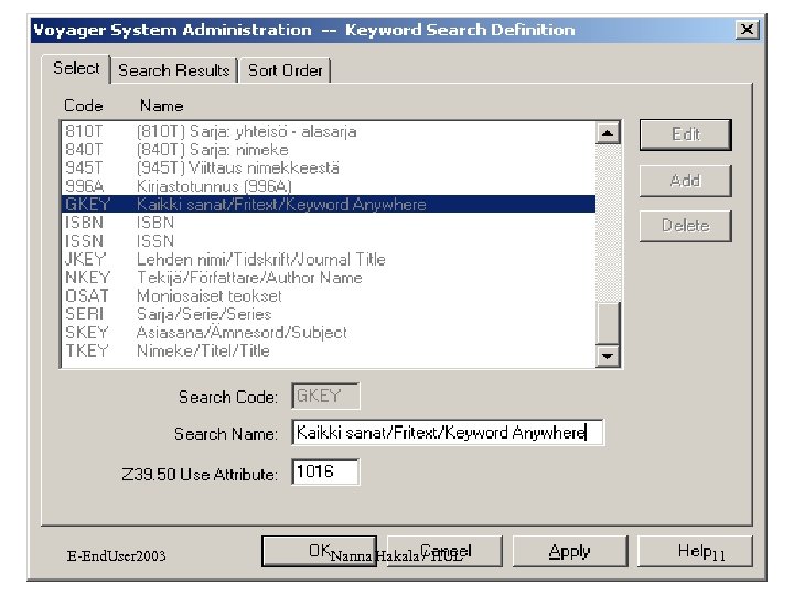 E-End. User 2003 Nanna Hakala / HUL 11 