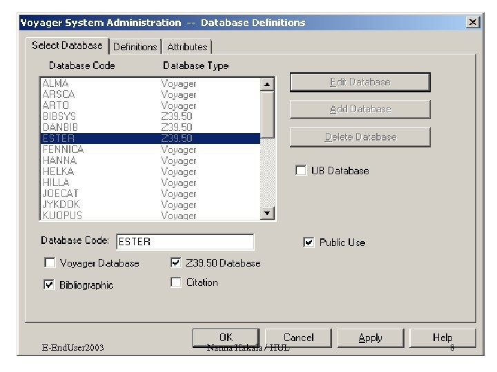 E-End. User 2003 Nanna Hakala / HUL 8 