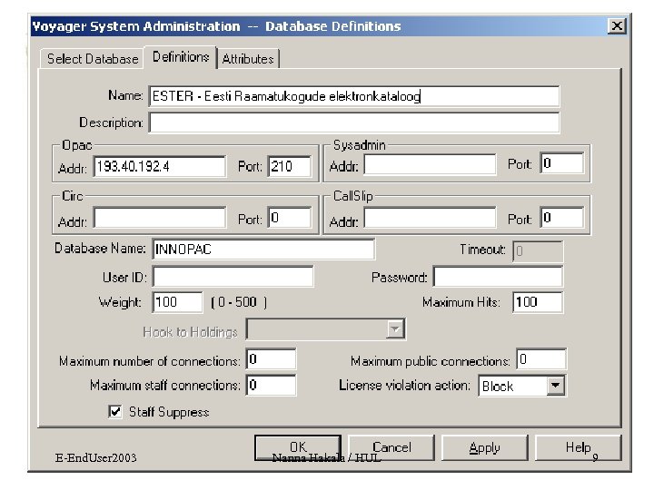 E-End. User 2003 Nanna Hakala / HUL 9 