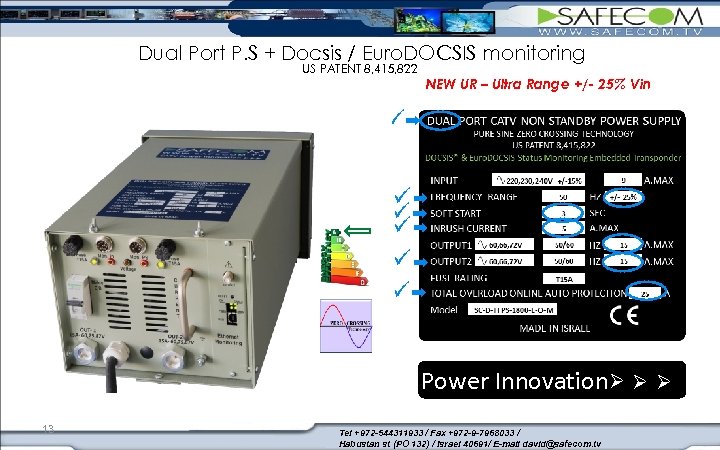 Dual Port P. S + Docsis / Euro. DOCSIS monitoring US PATENT 8, 415,