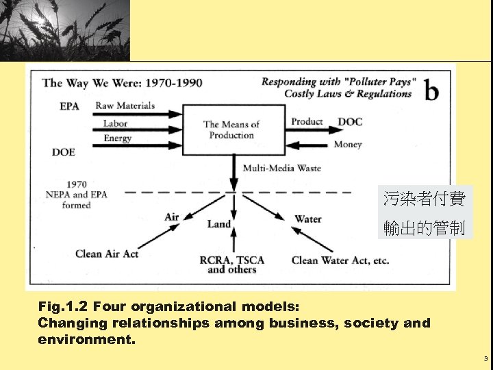 污染者付費 輸出的管制 Fig. 1. 2 Four organizational models: Changing relationships among business, society and