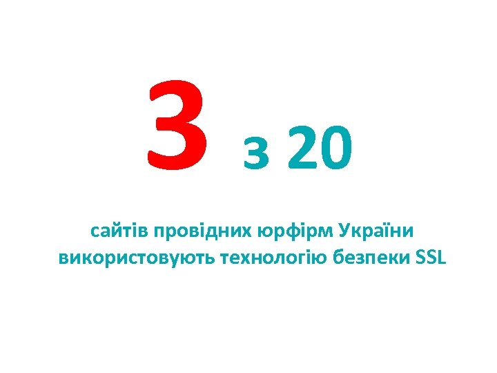 3 з 20 сайтів провідних юрфірм України використовують технологію безпеки SSL 