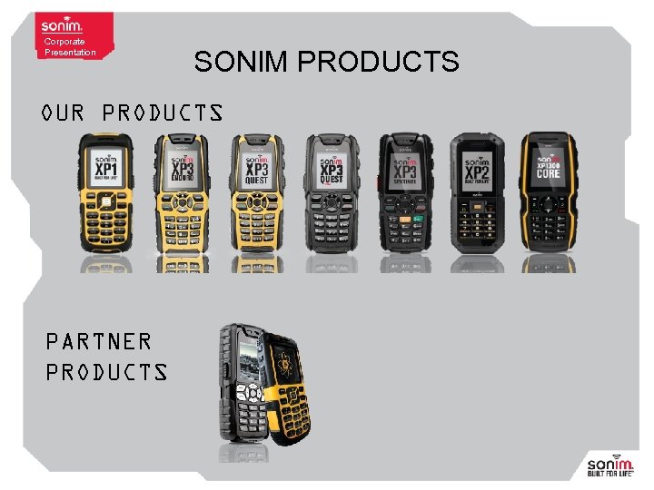 Corporate Presentation SONIM PRODUCTS OUR PRODUCTS PARTNER PRODUCTS 