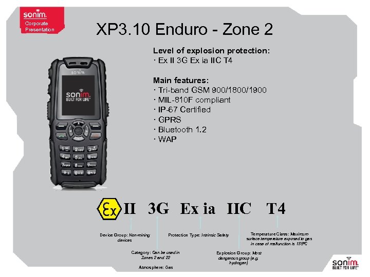 Corporate Presentation XP 3. 10 Enduro - Zone 2 Level of explosion protection: ·