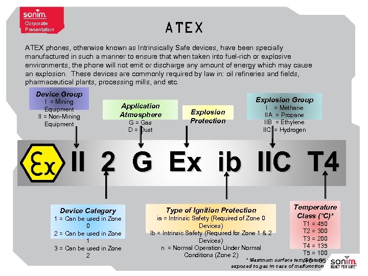 ATEX Corporate Presentation ATEX phones, otherwise known as Intrinsically Safe devices, have been specially