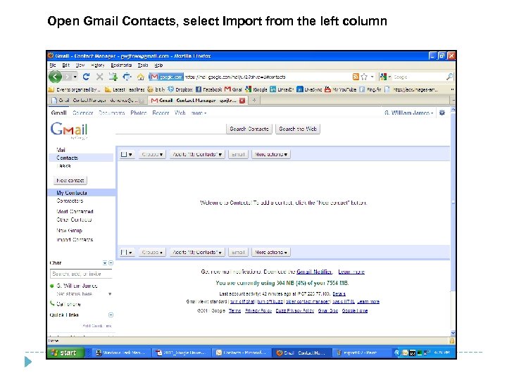 Open Gmail Contacts, select Import from the left column 