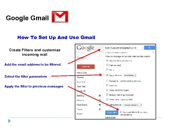 Google Gmail How To Set Up And Use Gmail Create Filters and customize incoming
