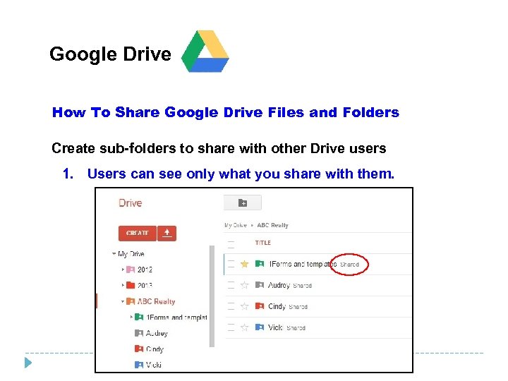 Google Drive How To Share Google Drive Files and Folders Create sub-folders to share