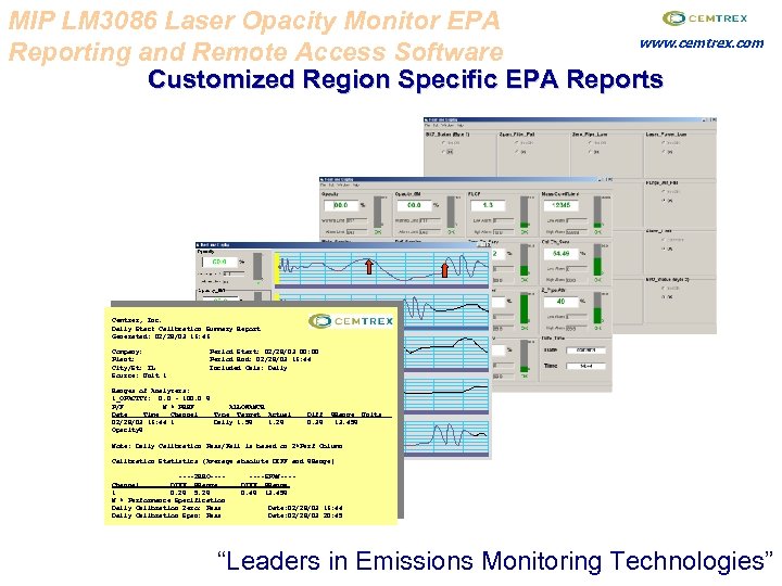 MIP LM 3086 Laser Opacity Monitor EPA www. cemtrex. com Reporting and Remote Access