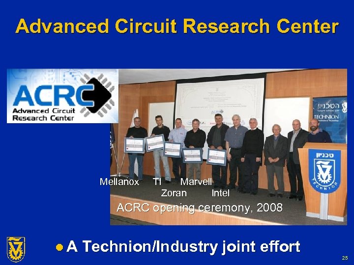 Advanced Circuit Research Center Mellanox TI Marvell Zoran Intel ACRC opening ceremony, 2008 l.