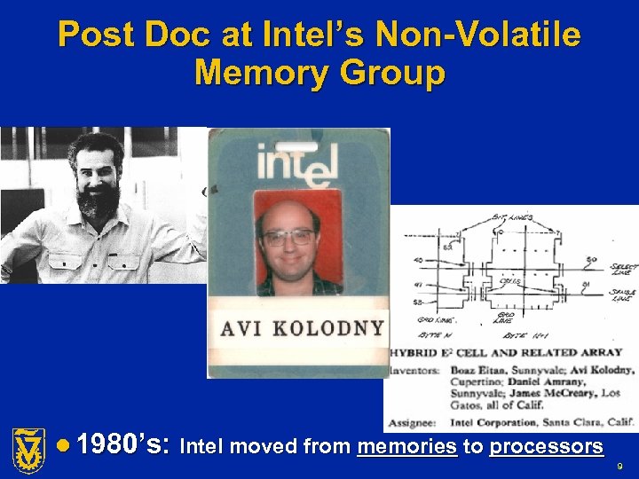 Post Doc at Intel’s Non-Volatile Memory Group l 1980’s: Intel moved from memories to