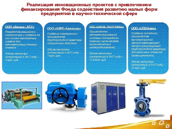 Реализация инновационных проектов с привлечением финансирования Фонда содействия развитию малых форм предприятий в научно-технической