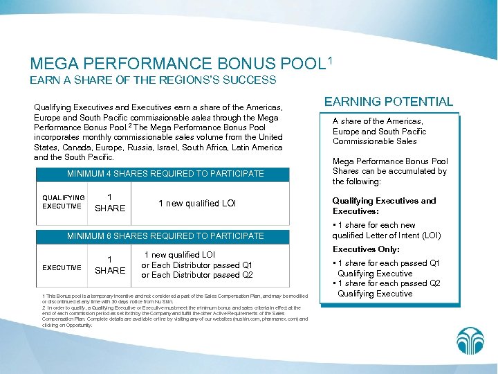 MEGA PERFORMANCE BONUS POOL 1 EARN A SHARE OF THE REGIONS’S SUCCESS Qualifying Executives