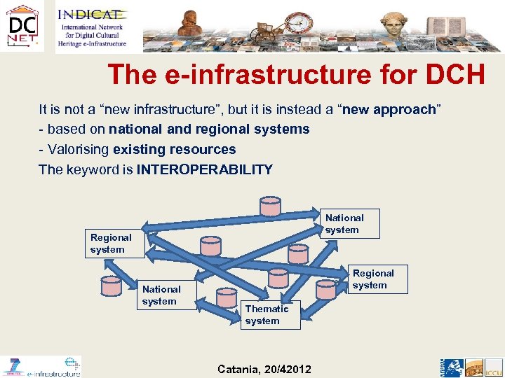 The e-infrastructure for DCH It is not a “new infrastructure”, but it is instead