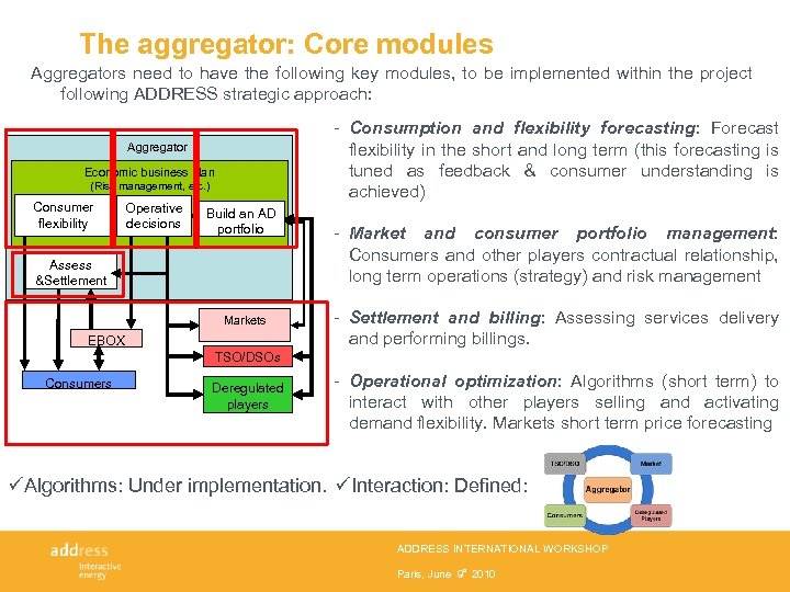 The aggregator: Core modules Aggregators need to have the following key modules, to be