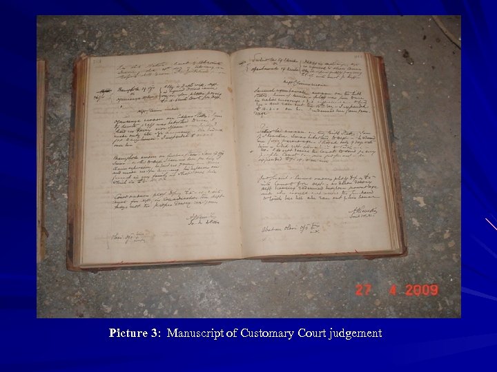 Picture 3: Manuscript of Customary Court judgement 