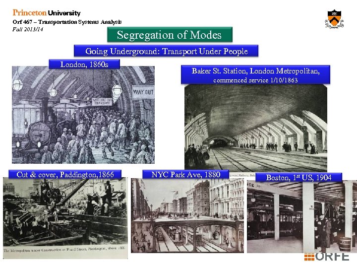 Orf 467 – Transportation Systems Analysis Fall 2013/14 Segregation of Modes Going Underground: Transport