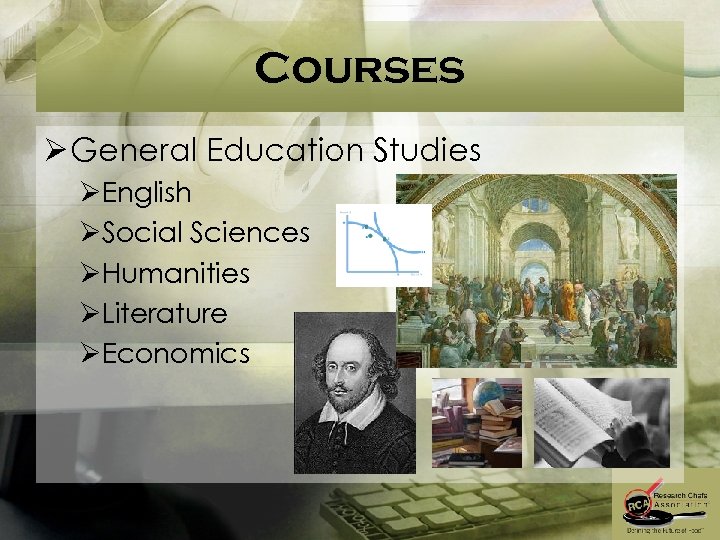 Courses Ø General Education Studies ØEnglish ØSocial Sciences ØHumanities ØLiterature ØEconomics 