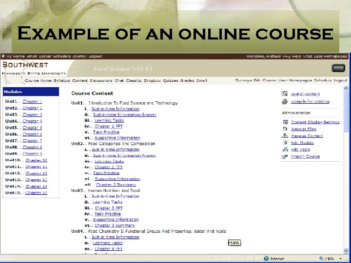 Example of an online course 