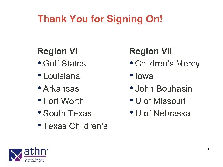 Thank You for Signing On! Region VI • Gulf States • Louisiana • Arkansas