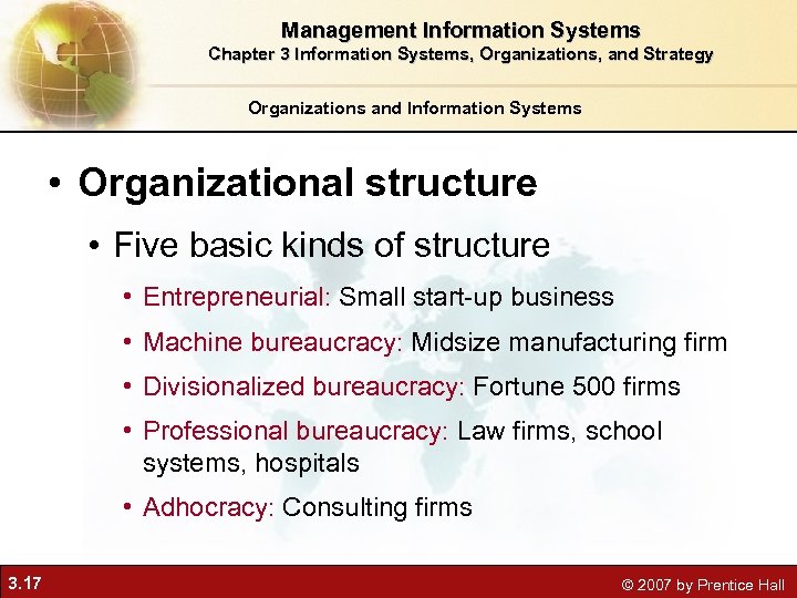 Management Information Systems Chapter 3 Information Systems, Organizations, and Strategy Organizations and Information Systems