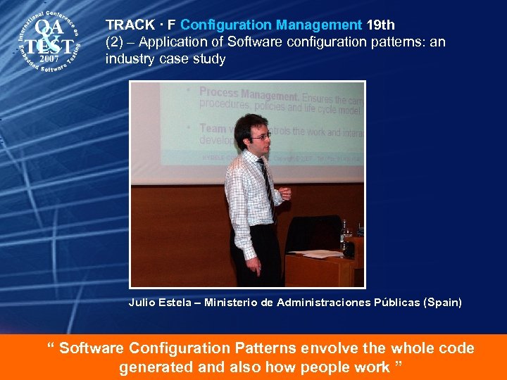TRACK · F Configuration Management 19 th (2) – Application of Software configuration patterns: