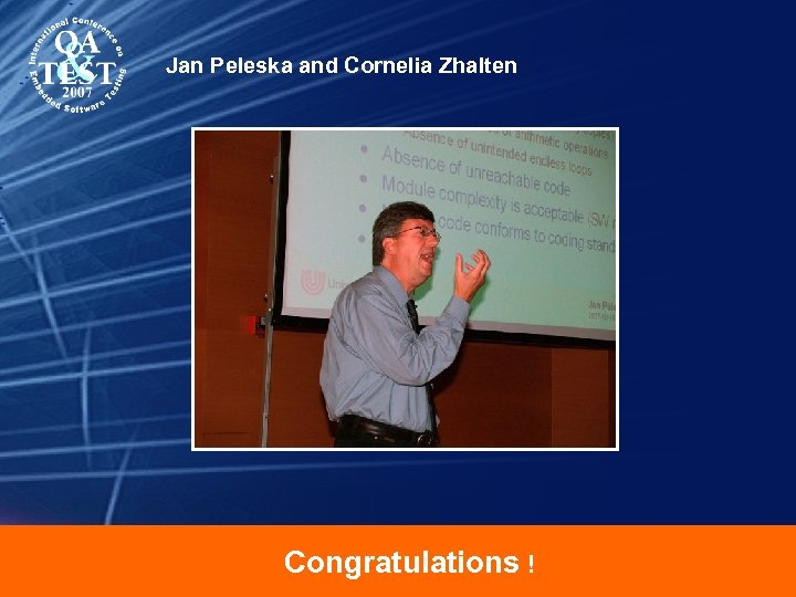 Jan Peleska and Cornelia Zhalten Congratulations ! 