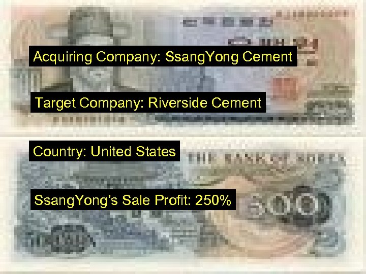 Acquiring Company: Ssang. Yong Cement Target Company: Riverside Cement Country: United States Ssang. Yong’s