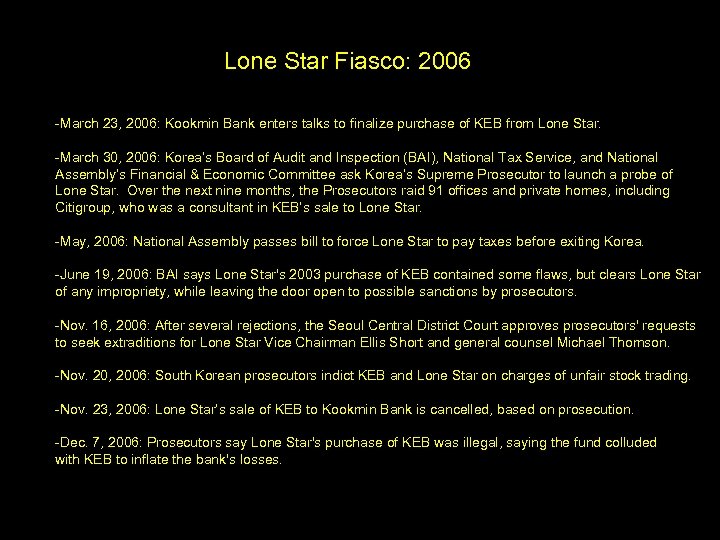 Lone Star Fiasco: 2006 -March 23, 2006: Kookmin Bank enters talks to finalize purchase