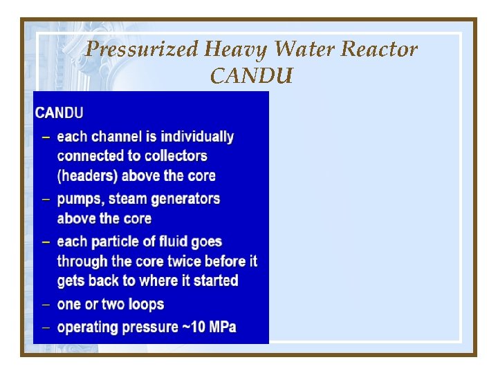 Pressurized Heavy Water Reactor CANDU 