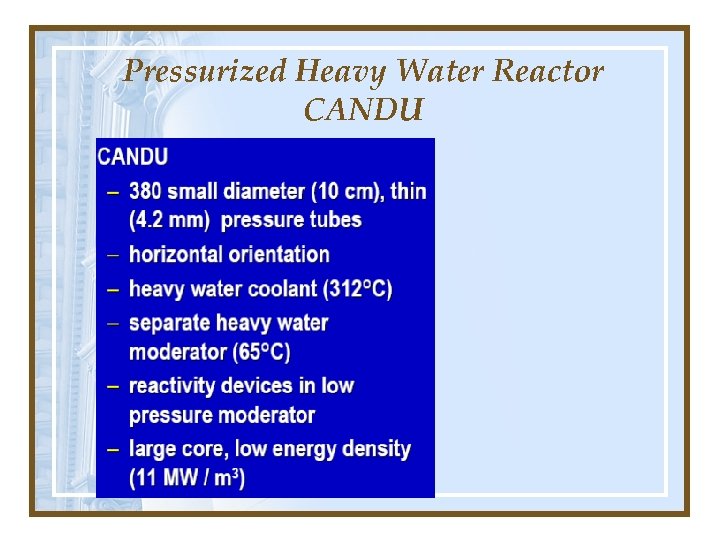 Pressurized Heavy Water Reactor CANDU 