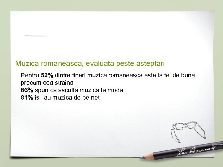 Muzica romaneasca, evaluata peste asteptari Pentru 52% dintre tineri muzica romaneasca este la fel