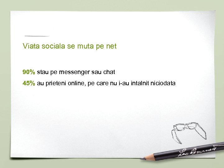 Viata sociala se muta pe net 90% stau pe messenger sau chat 45% au