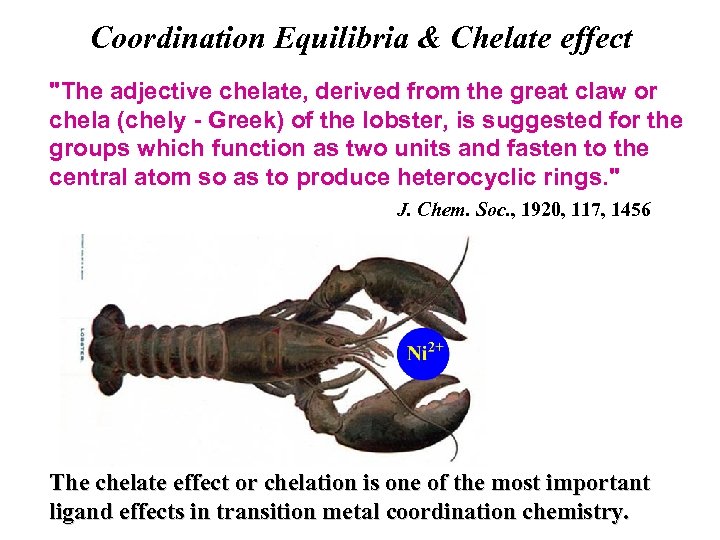 Coordination Equilibria & Chelate effect 