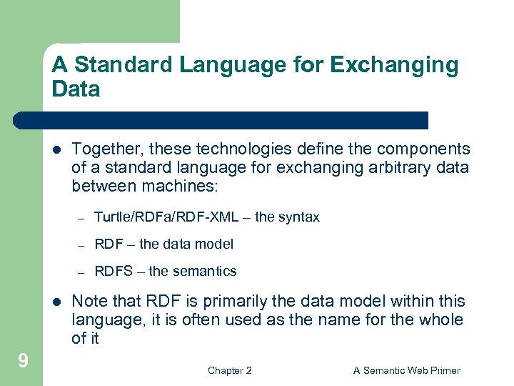 A Standard Language for Exchanging Data l Together, these technologies define the components of
