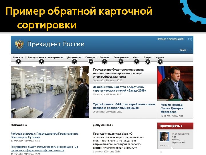 Пример обратной карточной сортировки 