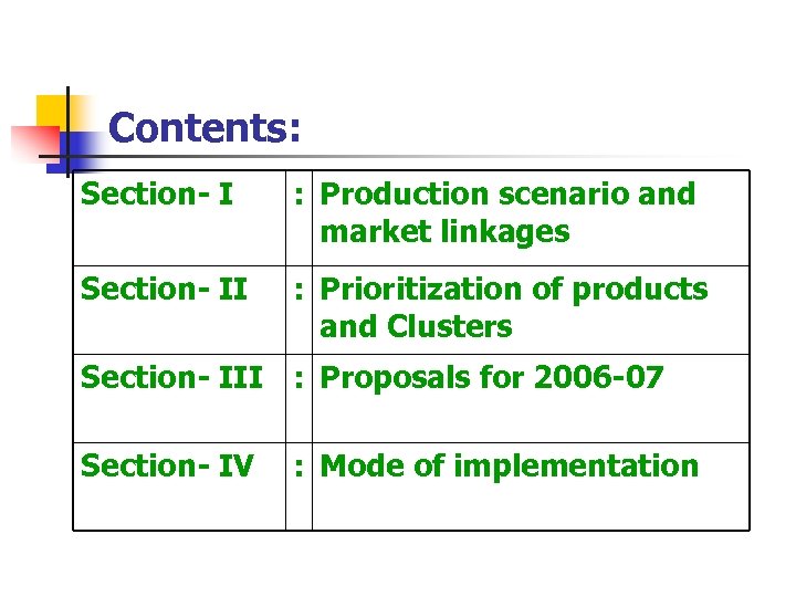 Contents: Section- I : Production scenario and market linkages Section- II : Prioritization of
