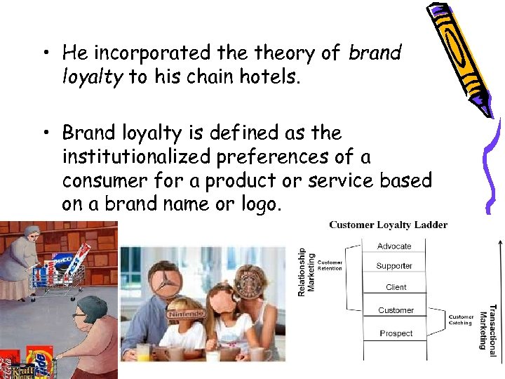  • He incorporated theory of brand loyalty to his chain hotels. • Brand