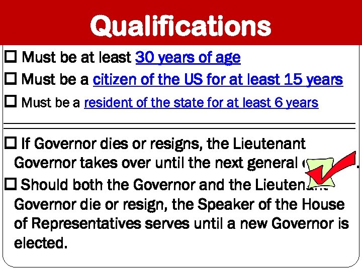 Qualifications Must be at least 30 years of age Must be a citizen of