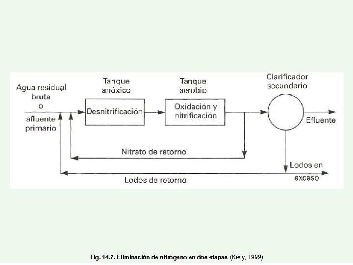 Fig. 14. 7. Eliminación de nitrógeno en dos etapas (Kiely, 1999) 